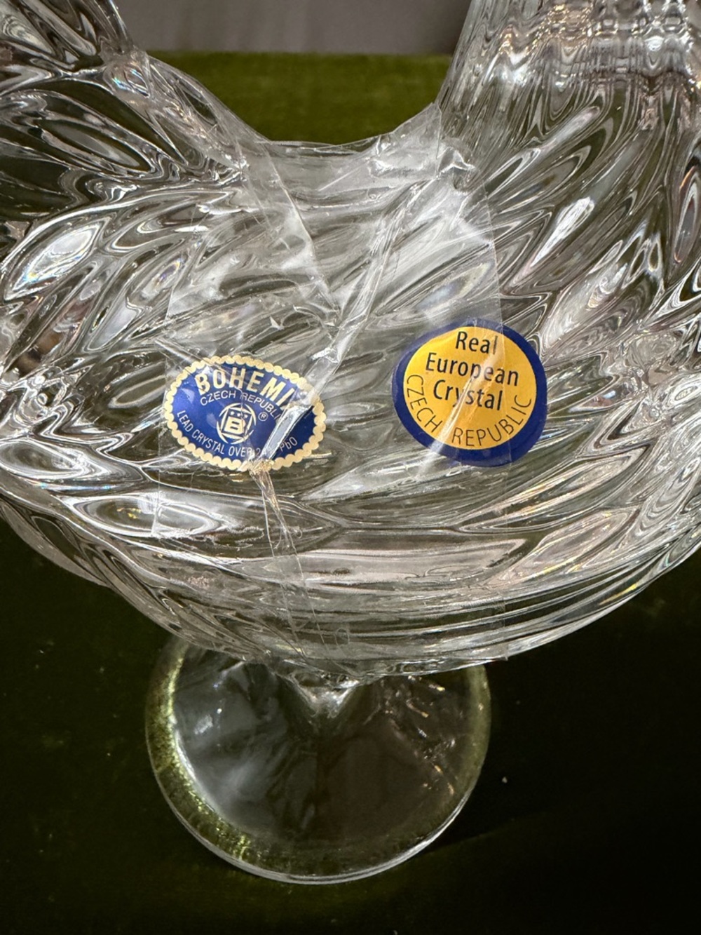 Polished Clear Crystal Rooster candy dish - Picture 4 of 5
